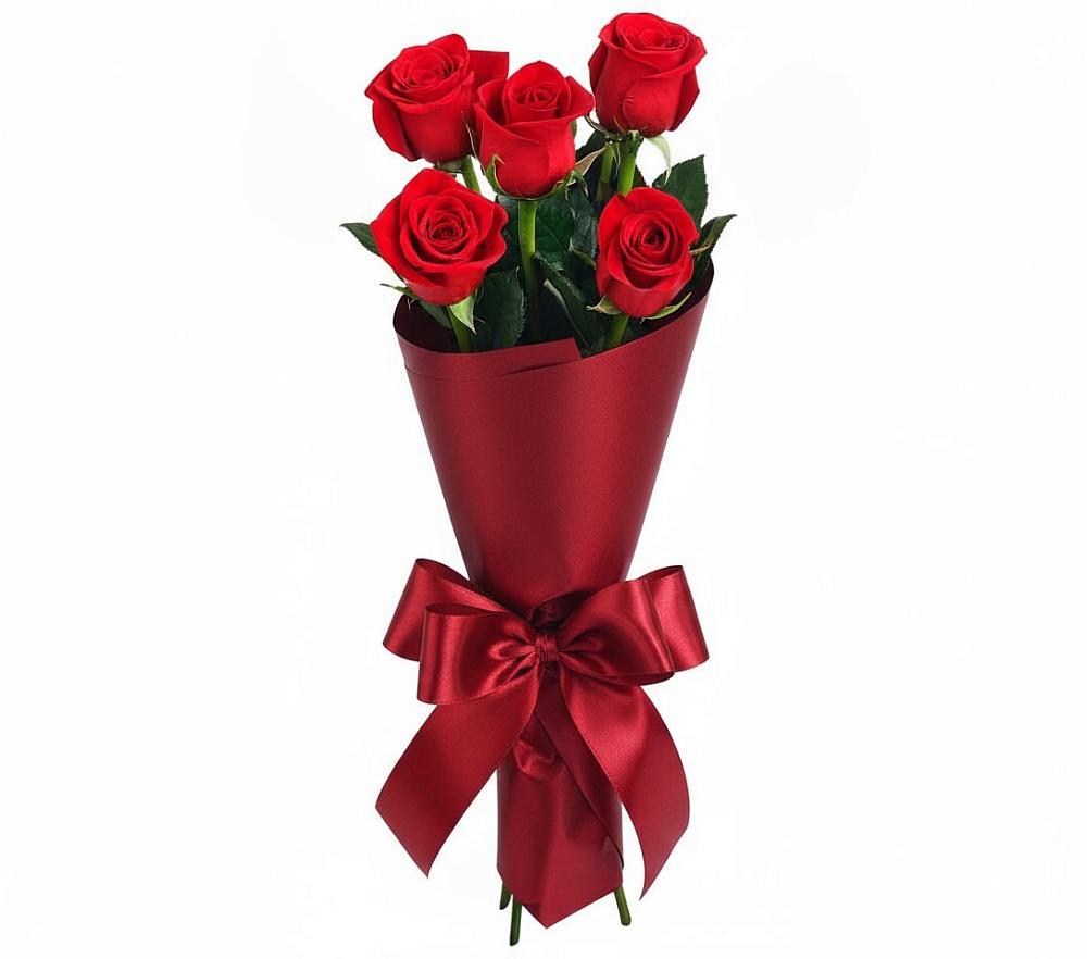 Букет 5 Красных роз Эдлесс Лав в Воскресенском