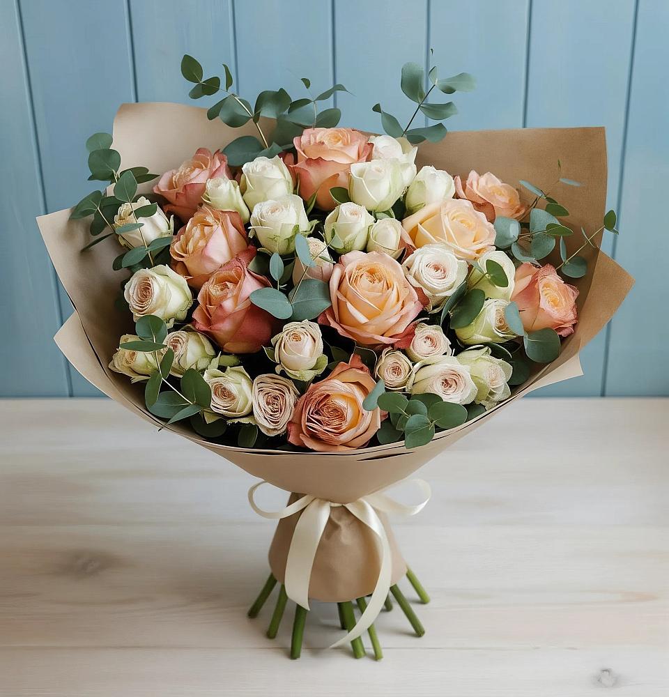 Букет цветов из: Альстромерии и Розы в Воскресенском