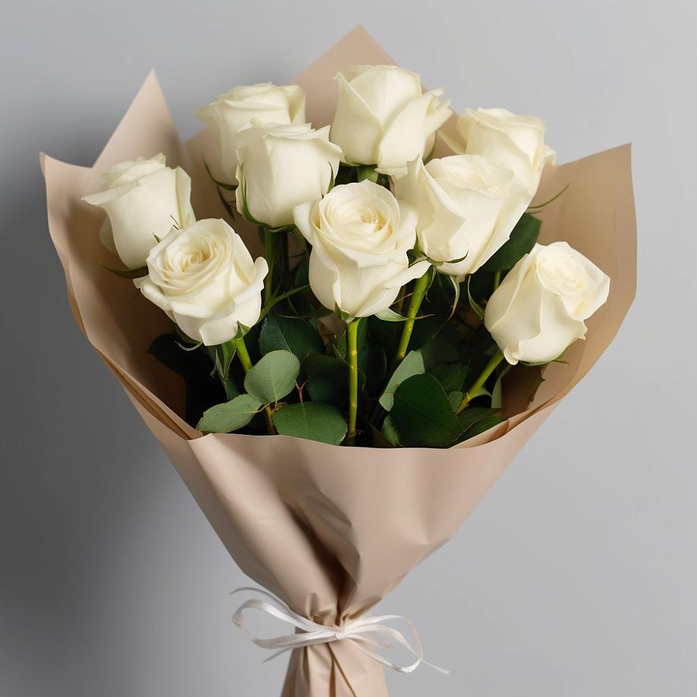 Букет 9 Белых роз Эдлесс Лав в Воскресенском