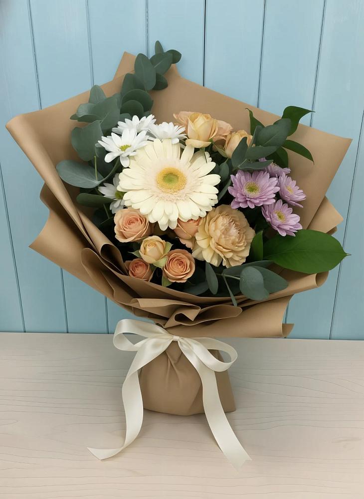 Букет цветов из: Герберы и Хризантемы в Воскресенском