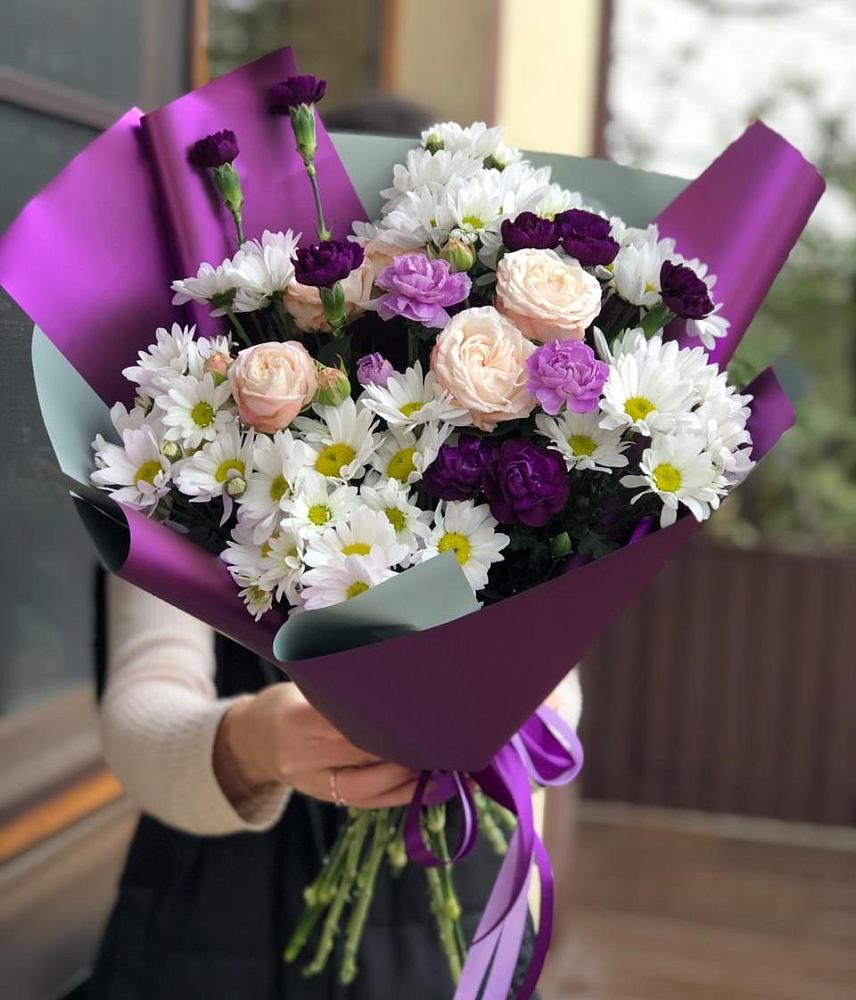 Букет цветов из: Хризантемы, Гвоздики и Розы в Воскресенском