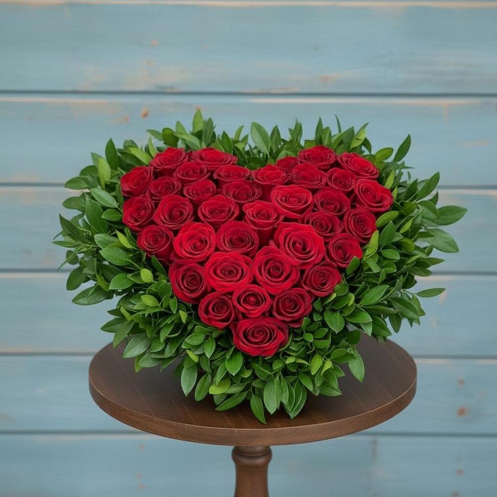 Цветочная композиция из Розы в виде сердца в Воскресенском