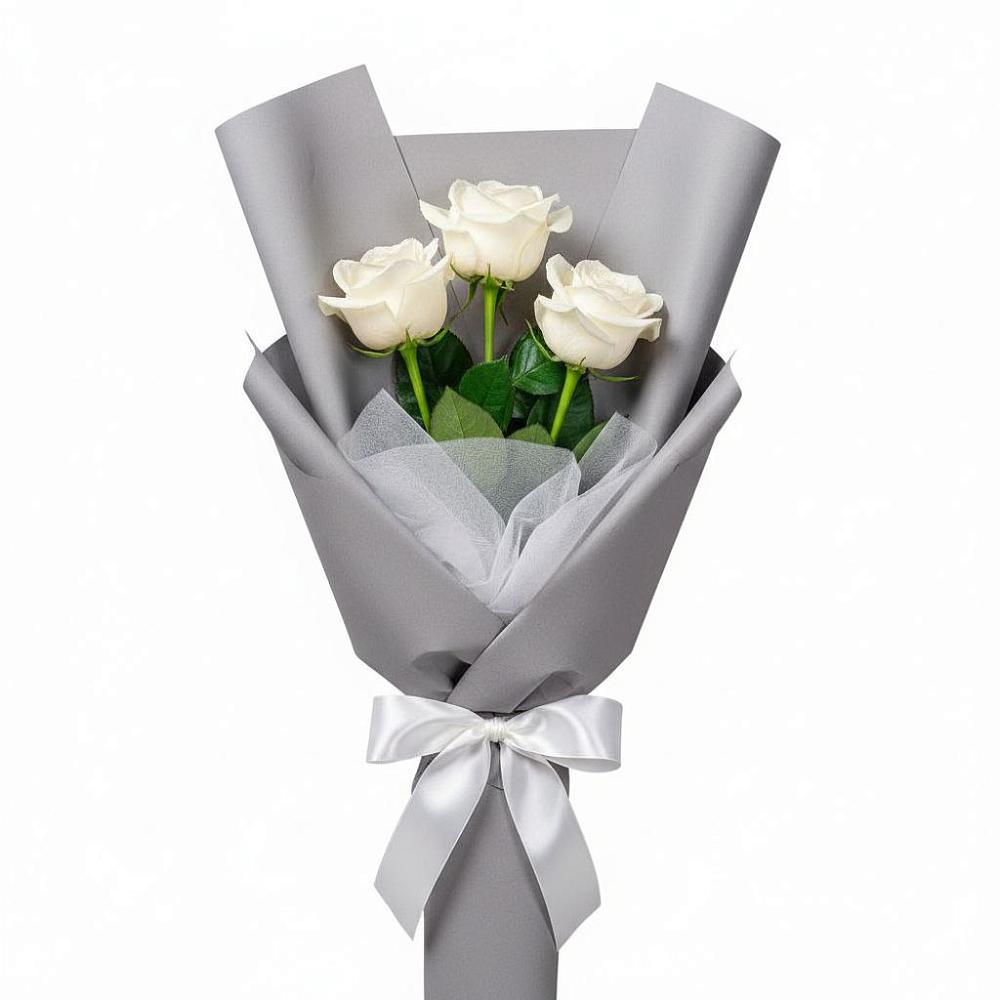 Букет 3 белые розы в Воскресенском