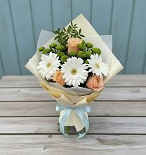 Букет цветов из:  Герберы, Розы и Хризантемы в Воскресенском